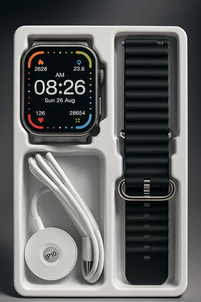 QASUL Bluetooth Aramalı Akıllı Saat Siyah Nabız Stres Uyku Takibi Müzik Çalma - 6