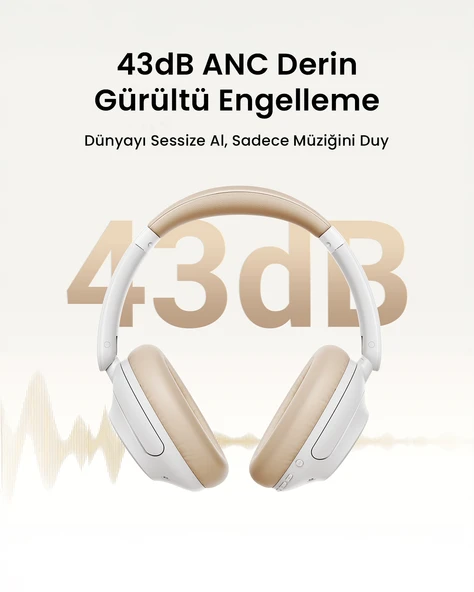 UGREEN HiTune Max5 Hibrit Aktif Gürültü Engelleyici Kablosuz Kulak Üstü Kulaklık, Beyaz, 15809 - 3
