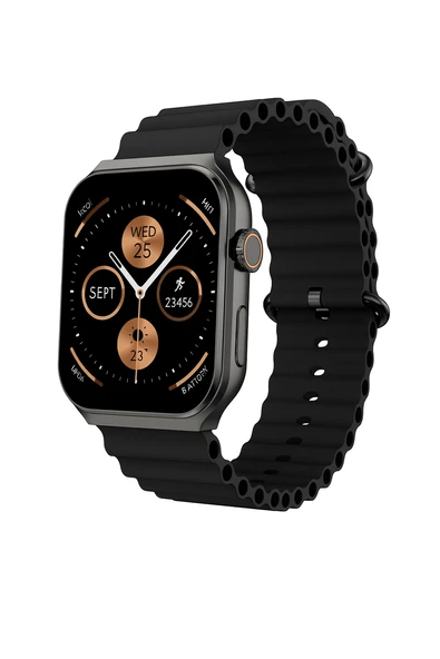 QASUL Bluetooth Aramalı Akıllı Saat Siyah Nabız Stres Uyku Takibi Müzik Çalma - 3