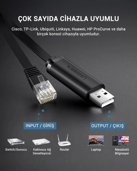 UGREEN USB Ethernet RJ45 Dönüştürücü Kablo 3 Metre, 60813 - 3