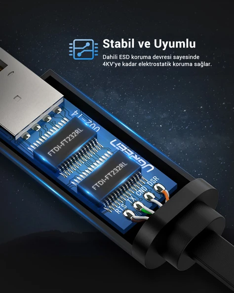 UGREEN USB Ethernet RJ45 Dönüştürücü Kablo 3 Metre, 60813 - 6
