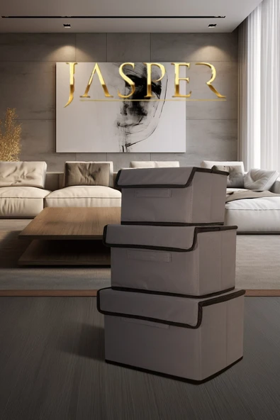 Jasper Krem Dikdörtgen Baza Ve Çekyat Altı  Kulplu Kıyafet Eşya Düzenleyici Hurç ürün görseli