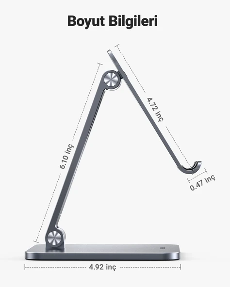 UGREEN Ayarlanabilir Metal Tablet Tutucu Standı, Uzay Grisi, 40393 - Resim 2
