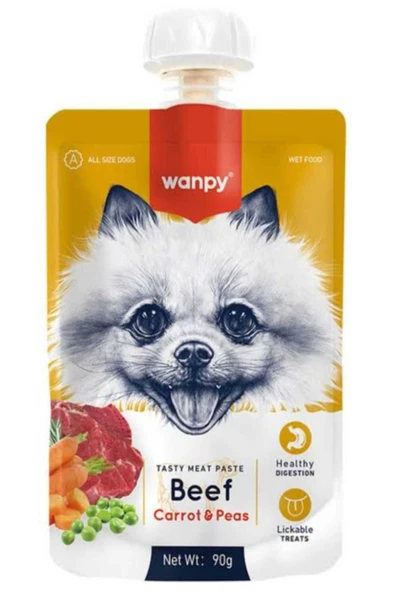 Wanpy Neo Pet Market Wanpy Taze Sığır Etli Havuçlu Köpek Et Ezmesi Köpek Ödülü 90 gr. X 2 Adet - 1