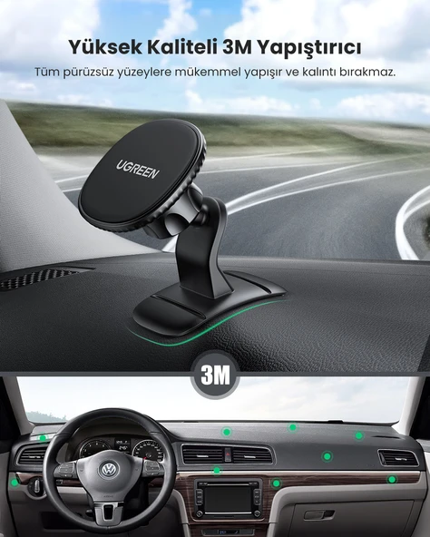 UGREEN Manyetik Mıknatıslı Araç İçi Telefon Tutucu, Siyah, 80785 - 3