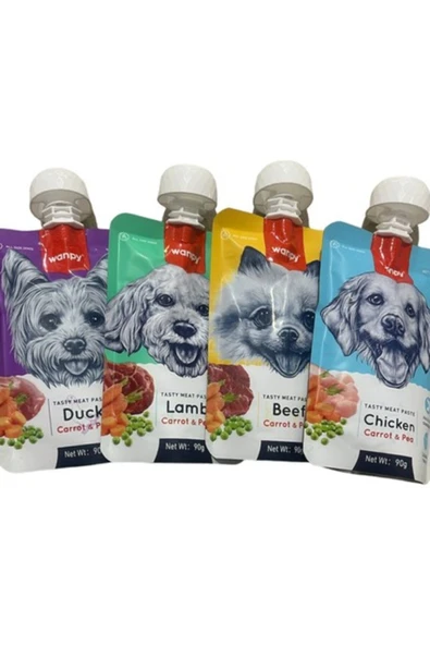 Wanpy Tasty Meat Paste Taze Sıvı Köpek Ödül Maması Köpek Sıvı Ödül Karma Paket 4x90gr ürün görseli