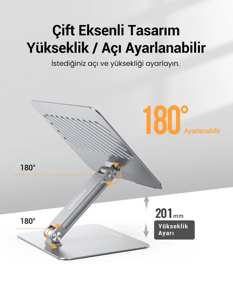 UGREEN Yükseklik ve Açı Ayarlı Alüminyum Tablet Notebook Standı, 40291 - 4