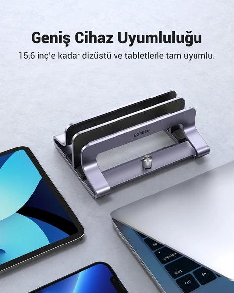 UGREEN Alüminyum Çift Yuvalı Notebook Macbook Dikey Masaüstü Standı, 60643 - 8