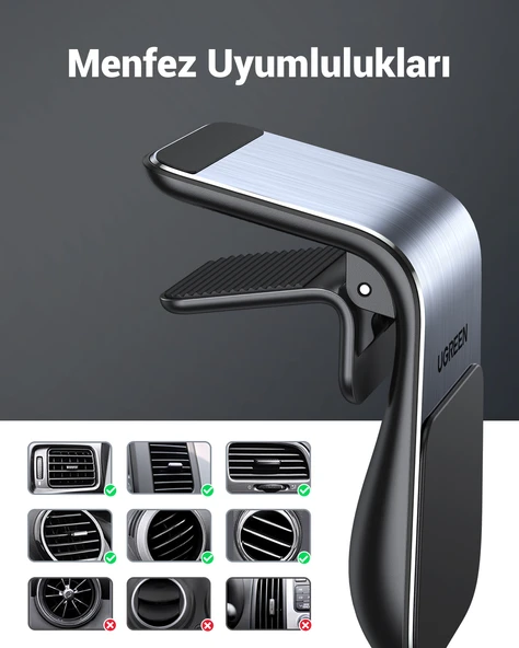 UGREEN Uzun Manyetik  Araç İçi Telefon Tutucu, Siyah, 80712B - 6