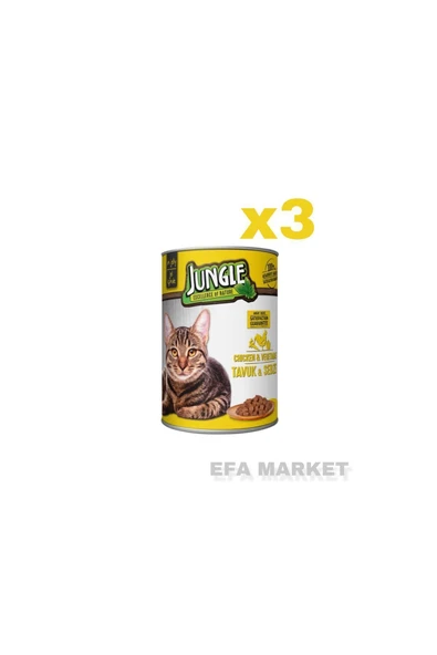 Jungle Kedi Konserve Maması Tavuk&sebze 400 gr (3 ADET) ürün görseli 1