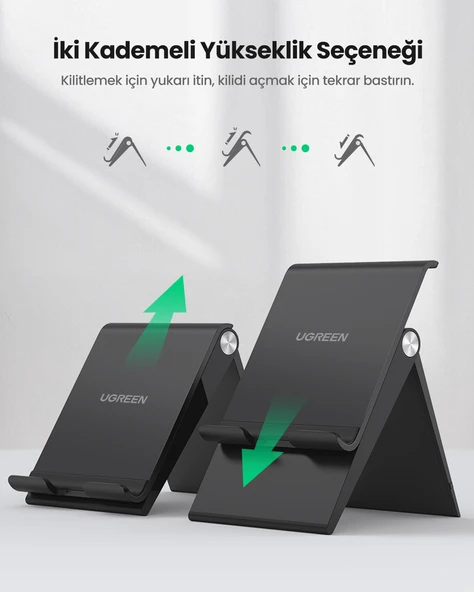 UGREEN Yükseklik Ayarlı Telefon Tutucu Standı, Siyah, 80903 - 2