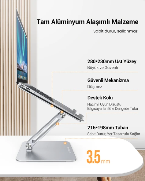 UGREEN Yükseklik ve Açı Ayarlı Alüminyum Tablet Notebook Standı, 40291 - 2