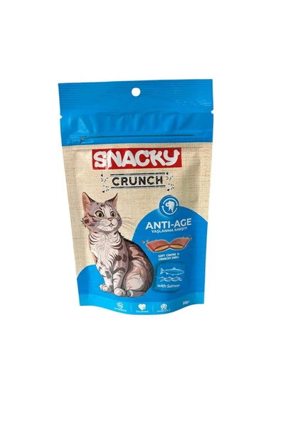 Snacky Crunch Kedi Ödül Maması - Anti-age Somonlu - 4'lü Paket - Resim 2