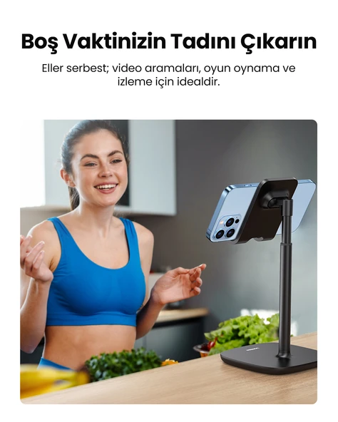 UGREEN Masaüstü Boyu Ayarlanabilir Telefon Tutucu Stant, Beyaz, 80358 - 4