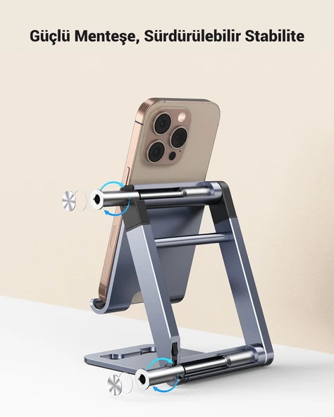 UGREEN Ayarlanabilir Metal Telefon Tutucu Standı, Uzay Grisi, 80708 - 2