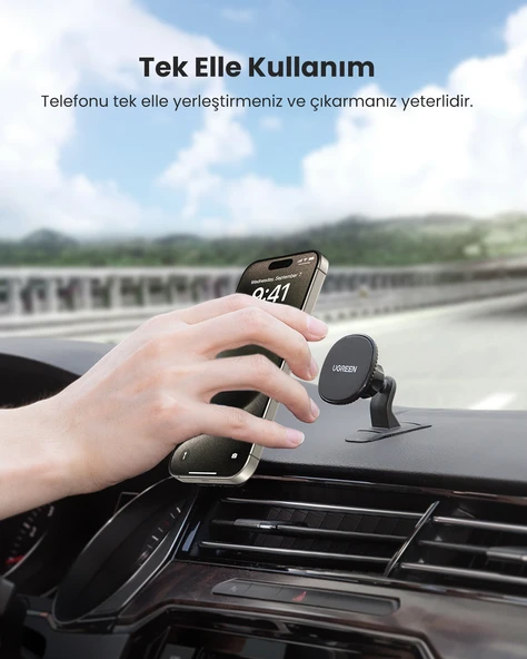UGREEN Manyetik Mıknatıslı Araç İçi Telefon Tutucu, Siyah, 80785 - 4