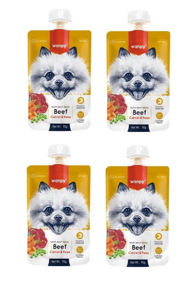 Wanpy Taze Sığır Etli & Havuçlu Köpek Et Ezmesi 90 Gr. X 4 Adet - 1