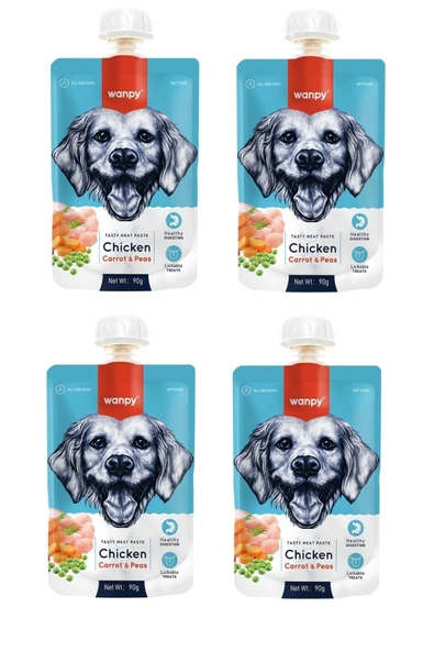 Wanpy Taze Tavuklu & Havuçlu Köpek Et Ezmesi 90 Gr. X 4 Adet - 1