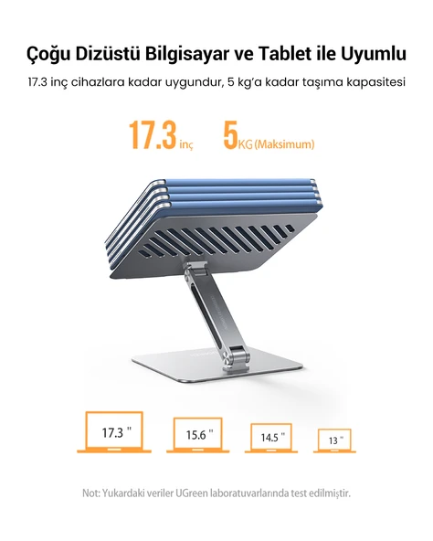 UGREEN Yükseklik ve Açı Ayarlı Alüminyum Tablet Notebook Standı, 40291 - 8