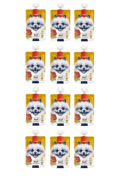 Wanpy Taze Sığır Etli & Havuçlu Köpek Et Ezmesi 90 Gr. X 12 Adet - 1