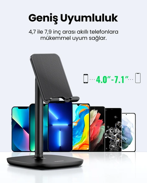 UGREEN Masaüstü Boyu Ayarlanabilir Telefon Tutucu Stant, Beyaz, 80358 - 3