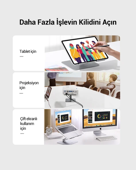 UGREEN Yükseklik ve Açı Ayarlı Alüminyum Tablet Notebook Standı, 40291 - 9
