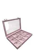 Yeni Cam Kapaklı İmera Deri Kumaş Pembe Renk 34 cm / 24 cm Üçlü Set Tablası ürün görseli