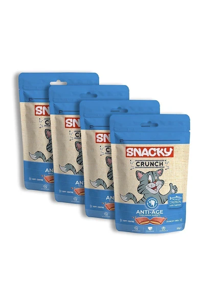 Snacky Crunch Kedi Ödül Maması - Anti-age Somonlu - 4'lü Paket ürün görseli 1