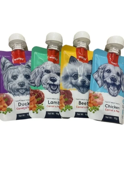 Wanpy Tasty Meat Paste Sıvı Köpek Ödül Maması Karma Paket 4×90 gr ürün görseli