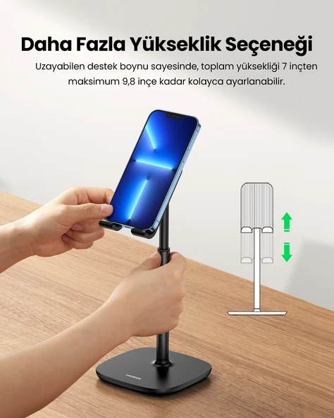 UGREEN Masaüstü Boyu Ayarlanabilir Telefon Tutucu Stant, Beyaz, 80358 - 2