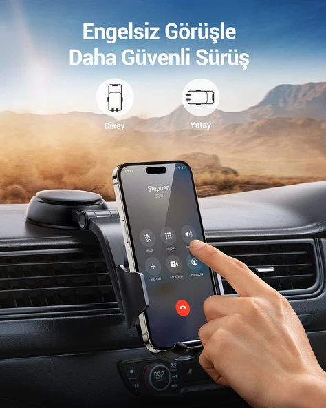 UGREEN Vantuzlu Uzayan Ayarlanabilir Mekanik Telefon Tutucu, Siyah, 20473 - Resim 2