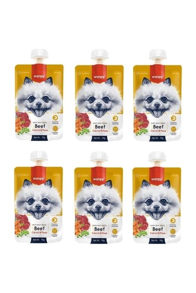 Wanpy Taze Sığır Etli & Havuçlu Köpek Et Ezmesi 90 Gr. X 6 Adet - 1