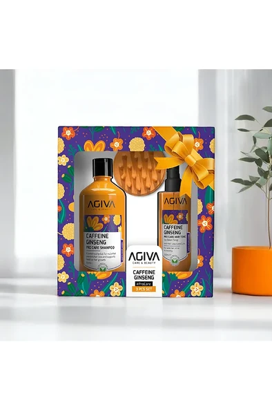 Agiva Caffeine Ginseng Şampuan 500 ml & Saç Toniği & Masaj Tarağı 3'lü Set ürün görseli 1