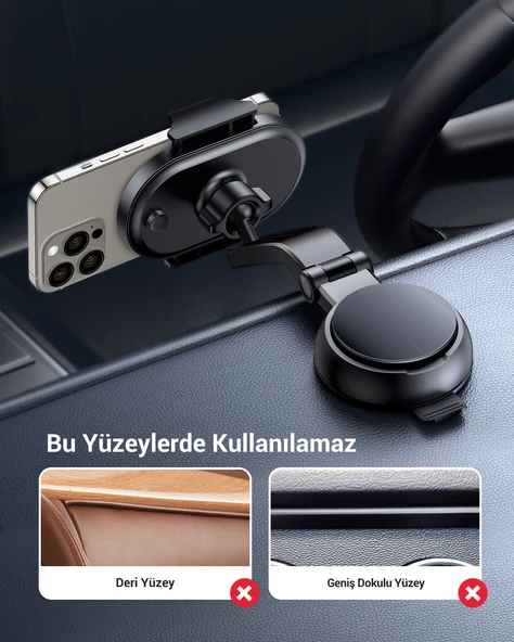 UGREEN Vantuzlu Uzayan Ayarlanabilir Mekanik Telefon Tutucu, Siyah, 20473 - Resim 8