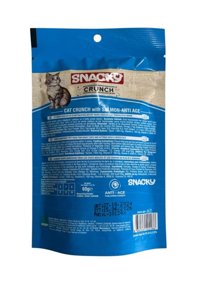 Snacky Crunch Kedi Ödül Maması - Anti-age Somonlu - 4'lü Paket - Resim 3