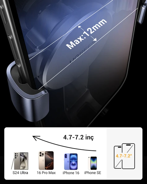 UGREEN Araç İçi Telefon Tutucu Air Vent , Uzay Grisi, 50564 - 5
