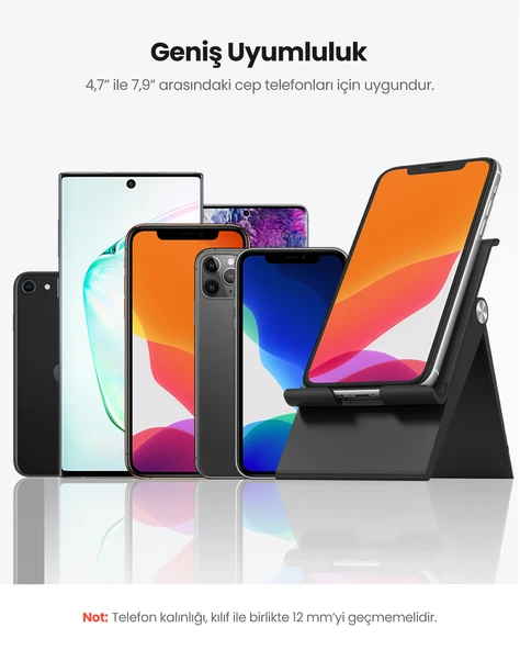 UGREEN Yükseklik Ayarlı Telefon Tutucu Standı, Siyah, 80903 - 5
