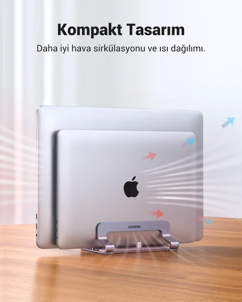 UGREEN Alüminyum Çift Yuvalı Notebook Macbook Dikey Masaüstü Standı, 60643 - 4