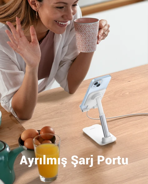 UGREEN Katlanabilir Çok Açılı Yükseklik Ayarlı Telefon Standı, Beyaz, 20434 - 4