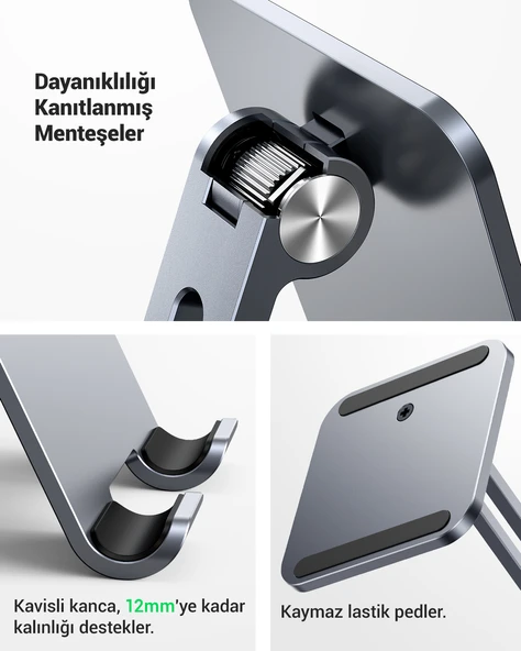 UGREEN Ayarlanabilir Metal Tablet Tutucu Standı, Uzay Grisi, 40393 - Resim 10