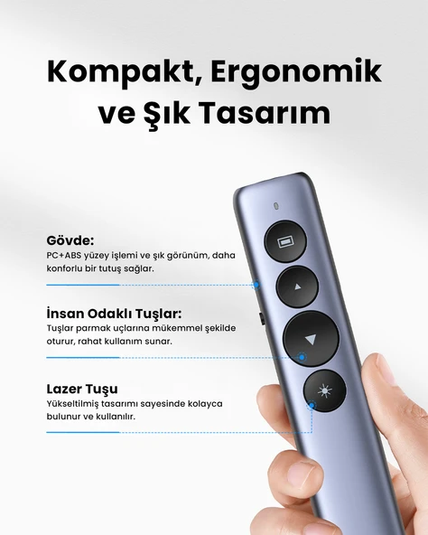UGREEN Lazer Presenter Kablosuz Sunum Kumandası, 50654 - 7