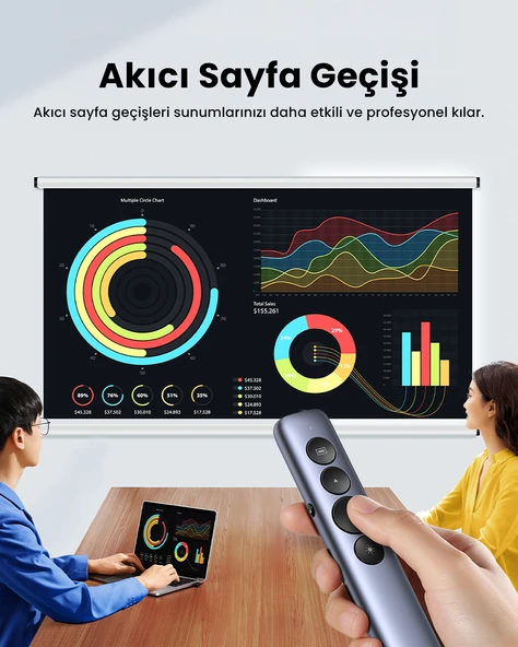 UGREEN Lazer Presenter Kablosuz Sunum Kumandası, 50654 - 3