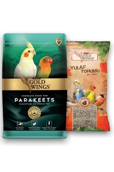 Gold Wings Premium Paraket 1kg + Gold Wings Kuş Tamamlayıcı Ek Besin Yulaf 300gr Ikili Paket ürün görseli 1