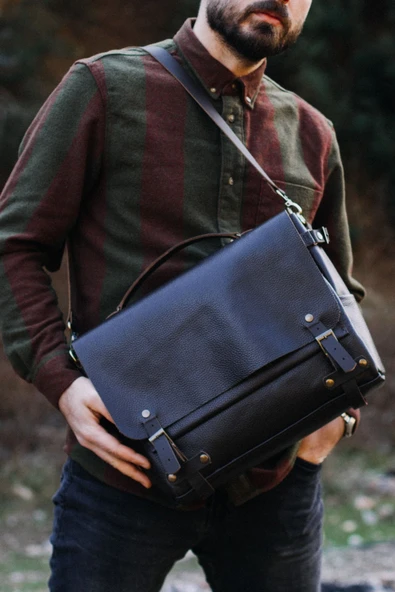 saraci leather craft Deri Erkek Çantası Evrak ve Laptop Çantası Özel Üretim - 1
