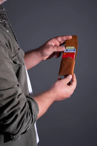 saraci leather craft Hakiki Deri Minimal Kartlık, Süper Slim Deri İnce Model Kredi Kartı & Kartvizitlik - 7