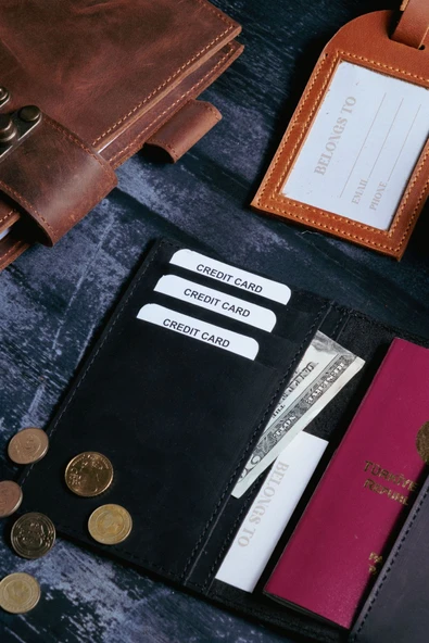 saraci leather craft Hakiki Deri Pasaportluk ve Kartlıklı Cüzdan - 3