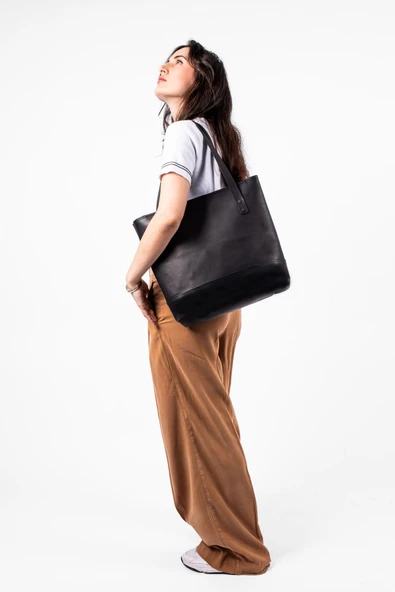 saraci leather craft Kadın Büyük Çanta, Tote Bag , Hakiki Deri Çanta - 11