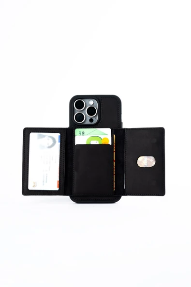 saraci leather craft DERİ TELEFON KILIFI CÜZDANLI İPHONE 15 PRO MAX - 5