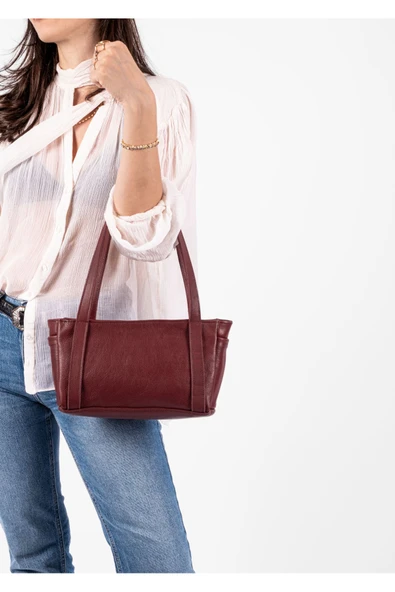 saraci leather craft Saraci Hakiki Deri Kadın Omuz Çantası – Minimalist – Ayarlanabilir Askılı Şık Günlük Çapraz Çanta - 5
