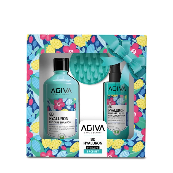 Agiva 8d Hyaluron 3'lü Şampuan 500 ml & Sıvı Saç Kremi 200 ml & Masaj Tarağı - Resim 2
